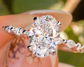 2 kt ovaal geslepen moissaniet verlovingsring ovale trouwring marquise ronde halve eeuwigheid effenen ring 14 kt witgoud ovaal geslepen ring cadeau voor vrouwen
