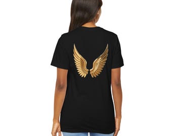 Saved by the King /Wings/Front/back Unisex Gold T Shirt