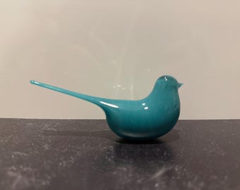 Teal / aqua glass bird - Home decor - midcentury modern - modern bird art - gift box - birthday gift
