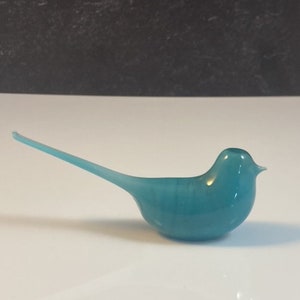 Teal / aqua glass bird Home decor midcentury modern modern bird art gift box birthday gift image 1