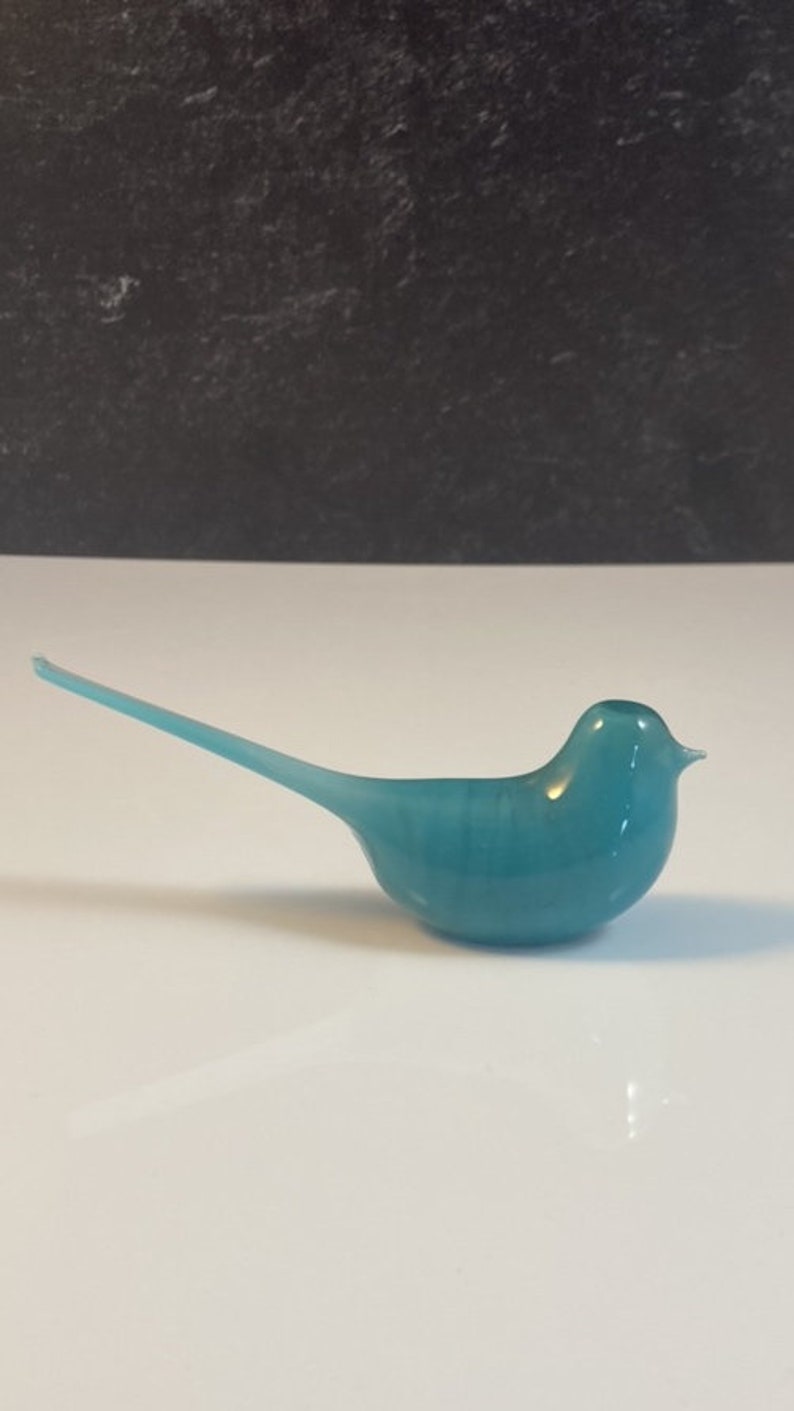 Teal / aqua glass bird Home decor midcentury modern modern bird art gift box birthday gift image 1