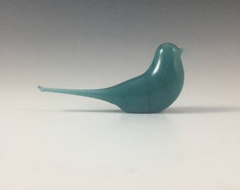 Teal / aqua glass bird - Home decor - midcentury modern - modern bird art - gift box - birthday gift