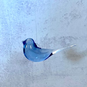 Blue glass bird ornament