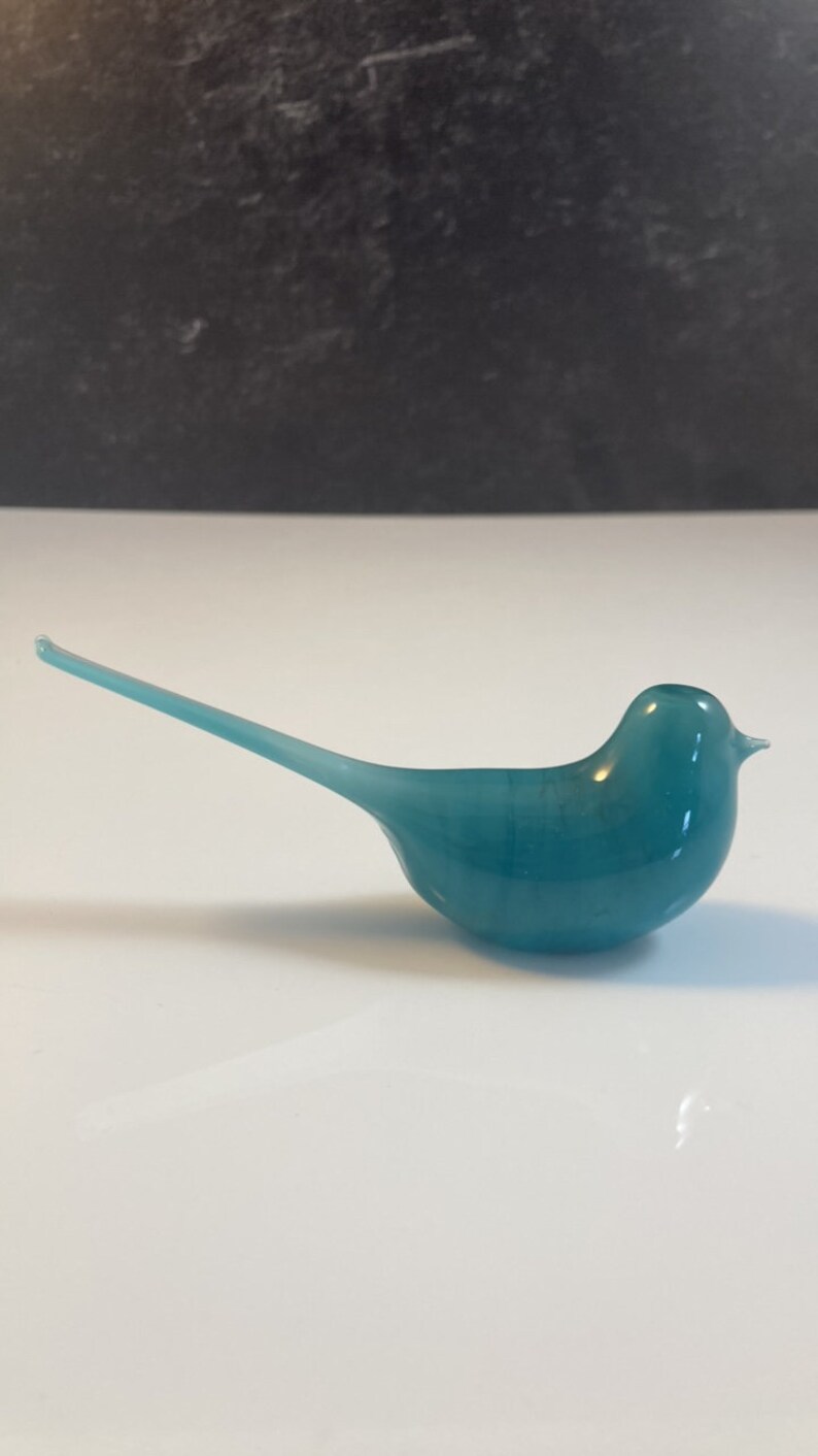 Teal / aqua glass bird Home decor midcentury modern modern bird art gift box birthday gift image 3