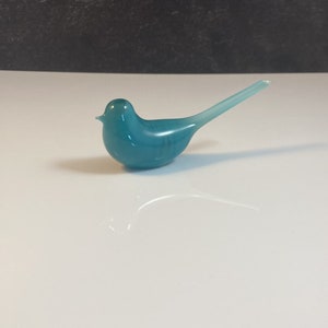 Teal / aqua glass bird Home decor midcentury modern modern bird art gift box birthday gift image 2