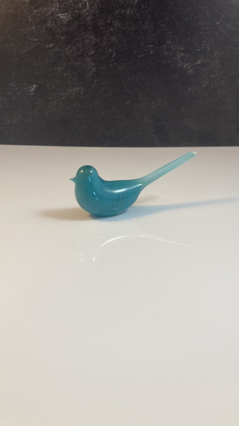 Teal / aqua glass bird Home decor midcentury modern modern bird art gift box birthday gift image 2