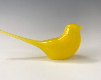 Yellow glass bird/ Midcentury modern/ Modern bird art/ Bird decor