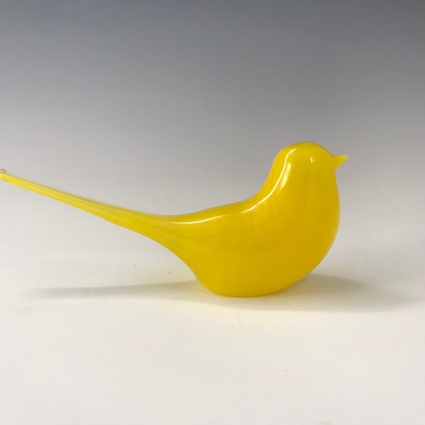 Pájaro de cristal amarillo/ Moderno de mediados de siglo/ Arte moderno de aves/ Decoración de aves