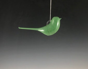 Green glass bird ornament