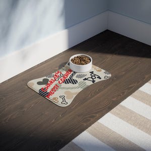 Personlig Messy Corner hundbenmönster husdjursmatta | Anpassat namn