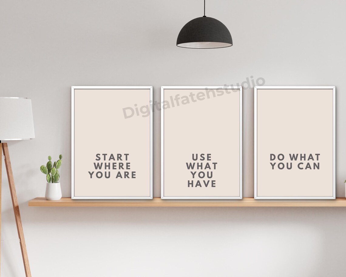 Set of 3 Motivational Prints, Minimalist Typography Wall Art (digital ...