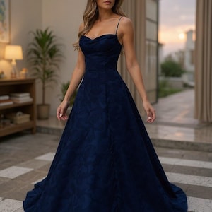 etsy navy blue bridesmaid dresses Navy Blue Modest Bridesmaid Dress