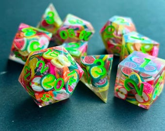 Polyhedral dice set - 9 piece - Tutti Frutti