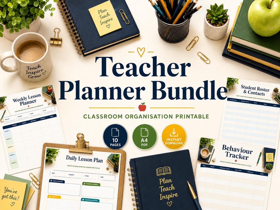 Teacher Planner Printable Bundle, Lesson Planner, Classroom ...