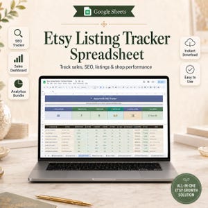 Etsy Listing Tracker Spreadsheet | Shop Analytics Views Favourites Dashboard | Google Sheets Excel Digital Download