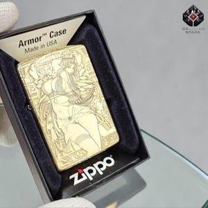 Metal Collectible Lighter Gift for Him, Ancient Egyptian Queen Lighter, Gold Engraved Goddess Design, Premium Art Lighter, Windproof Classic image 4