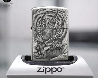 Fierce Tiger Engraved Lighter, Perfect Mens Gift Idea Zippo Style Windproof Lighter, Survival Gear, Gift for Him, Collectible Premium Design