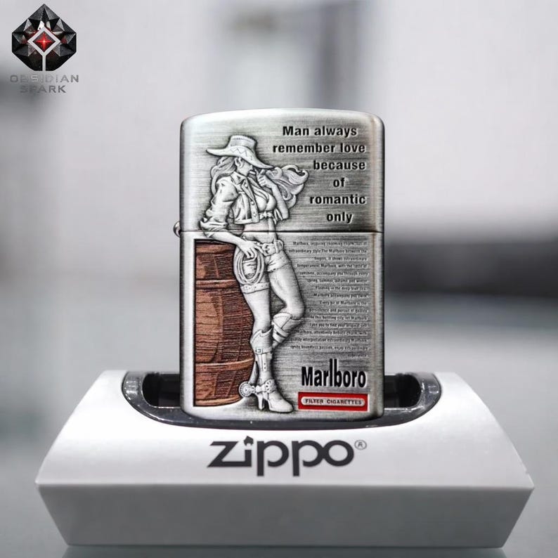 Western Cowboy Vintage Lighter, Gift for Him Zippo Style Windproof Lighter, Mens Gift, Fathers Day Gift, Collectible Premium Design image 1