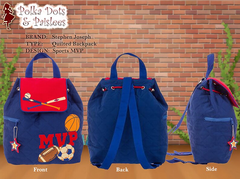 Stephen Joseph Quilted Boys Sports MVP Backpack Diaper Bag Etsy