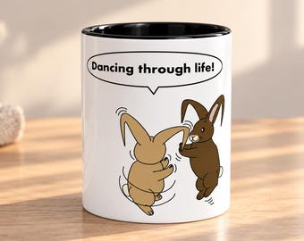 Dating Through Life Bunny Mug, Cute Rabbit Couple Coffee Cup, Romantic Gift for Partner, Bunny Lover Gift