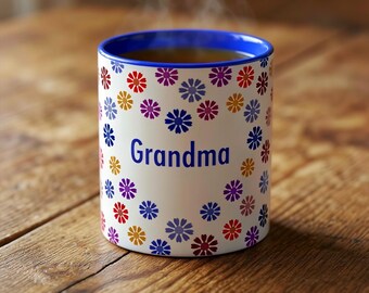 This beautiful ceramic Grandma flower heart mug is a lovely gift idea!
