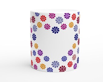 This beautiful ceramic flower heart mug with a large heart in the middle is a lovely gift idea!