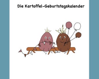 A German Potato Birthday Calendar, Funny Gift, Unique A4 Annual Calendar, Cheerful Illustrations, Keeping Track of Birthdays