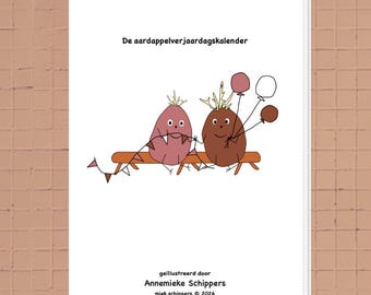 Unique Potato Birthday Calendar, Cheerful Potato Illustrations & Funny Quotes, Kitchen Poster, House Party Gift, Potato Lover