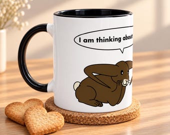 Cute Bunny Mug, Romantic Ceramic Coffee Cup, Thinking of You Gift, Valentine's Day Gift, Anniversary Gift, 11 oz, 325 ml