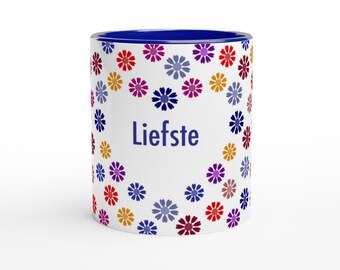 This beautiful ceramic 'Liefste' flower hearts mug is a lovely gift idea!