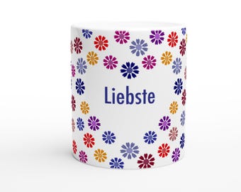 This beautiful ceramic Liebste flower heart mug is a lovely gift idea!