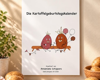 Unique German Potato Birthday Calendar! Cheerful Potato Illustrations & Funny Quotes, Great as a gift!