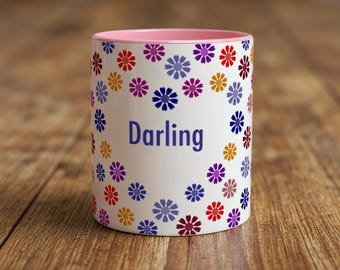 This beautiful ceramic Darling floral heart mug is a lovely gift idea!