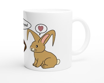 Romantic mug with 2 cute rabbit illustrations. Perfect for Valentine's Day, a wedding, or for your loved one! 325 ml white ceramic mug