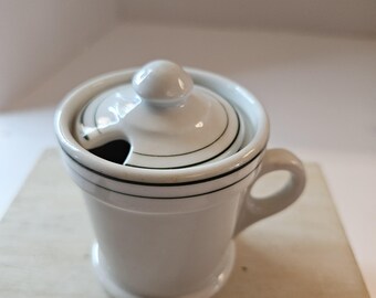 Tarro de mermelada/mostaza Syracuse China "Green Band" de la década de 1920