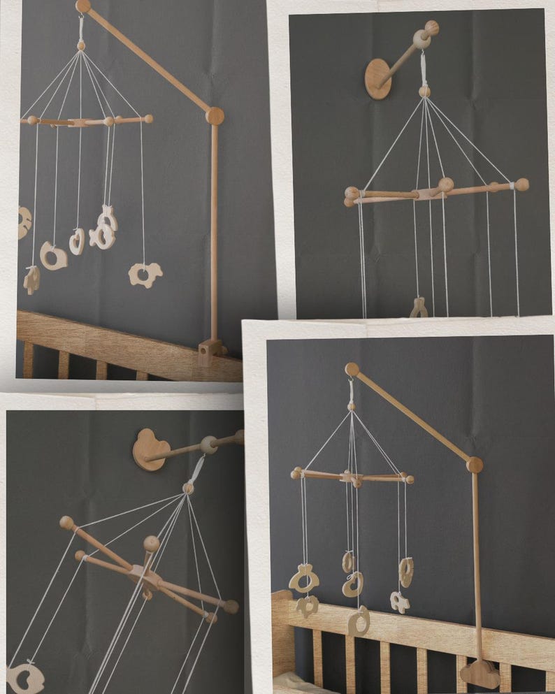 Natural Wood Baby Crib Mobile Holder, Handcrafted, Universal Design, Tool-Free Assembly image 20