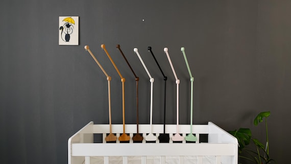 Natural Wood Baby Crib Mobile Holder, Handcrafted, Universal Design, Tool-Free Assembly
