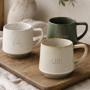 Custom Mug with Name, Personalized Handmade Ceramic Mug, Tea Coffee Mug, Father's Day Gift, Mug Engraved Gift, Custom New Home Gift