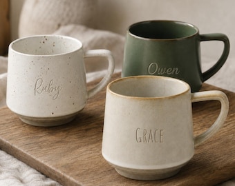 Custom Mug with Name, Personalized Handmade Ceramic Mug, Tea Coffee Mug, Father's Day Gift, Mug Engraved Gift, Custom New Home Gift