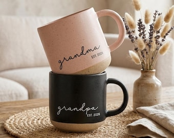 Mug personnalisé en poterie grand-mère grand-père, tasse en céramique gravée avec votre texte, cadeaux grand-mère pour la première fois, nouveau cadeau grand-mère, cadeaux pour grand-mère