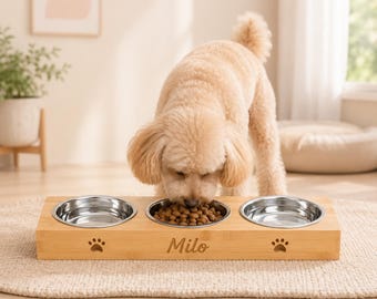 Custom Dog and Cat Bowl, Personalized Ceramic Pet Feeding Bowl with Name, Engraved Puppy Bowl, Cute Gift for Dog & Cat Lovers