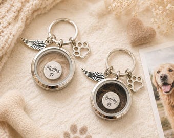 Llavero conmemorativo personalizado de pelo de mascota, recuerdo personalizado de pelo de perro o gato con dije de huella de pata, regalo de recuerdo para amantes de los animales que han perdido a su mascota.