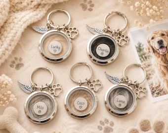Llavero conmemorativo personalizado de pelo de mascota, recuerdo personalizado de pelo de perro o gato con dije de huella de pata, regalo de recuerdo para amantes de los animales que han perdido a su mascota.