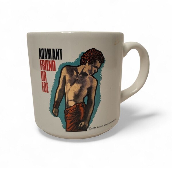 1983 Vintage Adam Ant Coffee Mug, 80s Glam Rock Pop New Wave Music, Hot Chocolate Tea Cup, Goody Two Shoes, Friend or Foe, Vintage Kitchen