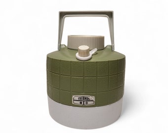 Vintage Thermos Jug, Hot Cold Insulated Cooler, Avocado Green Thermos, Built in Drink Cup & Pour Spout, Camping Picnic Sports, An RV Must!