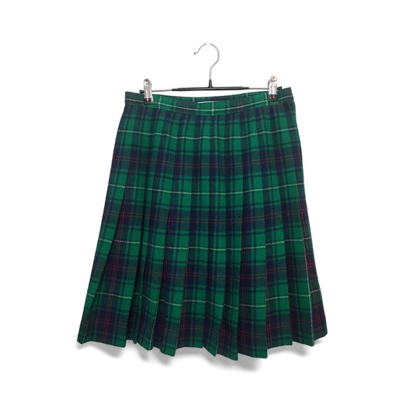 Vintage Pendleton Skirt, Green & Blue MacNeil Tartan Plaid, 100% Pure Virign Wool Pleated Mini, St. Patricks Day Kilt, Vintage Clothing