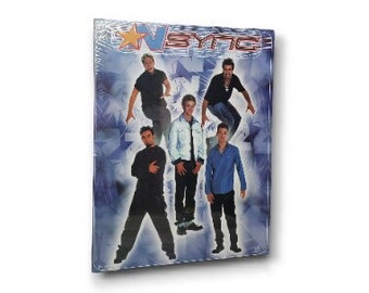 Vintage NSYNC Hangin Wall Poster Plaque Justin Timberlake, JC Chasez, Chris Kirkpatrick, Joey Fatone, Lance Bass, Pop Music Star, Boy Band