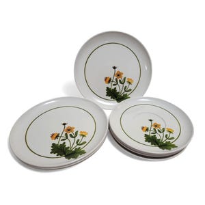 8 Vintage Melamina Gio&#39;Style Plates & Saucers, Italian Yellow Floral Melmac Dishes, 1960s 1970s Mid Century, Camping RV, Retro Kitchen