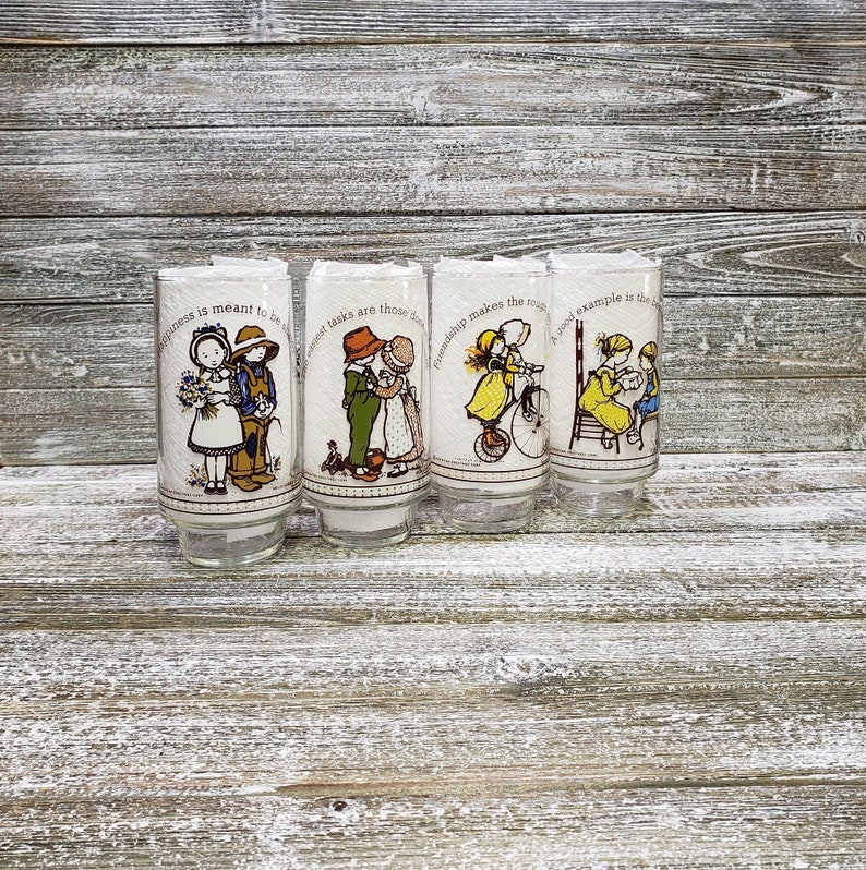 American Greetings Vintage Kitchen 1970/'S Vintage Holly Hobbie Glasses Limited Edeition Holly Hobbie Happy Talk Glass Tumblers Coca Cola