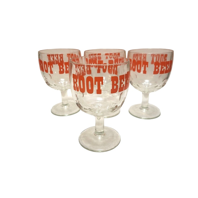 1970s Vintage Root Beer Float Goblets, Coin Dot Drinking Soda Glasses, Ice Cream Sundae Pedestal Bowls, Retro 70s Living, Vintage Kitchen image 1
